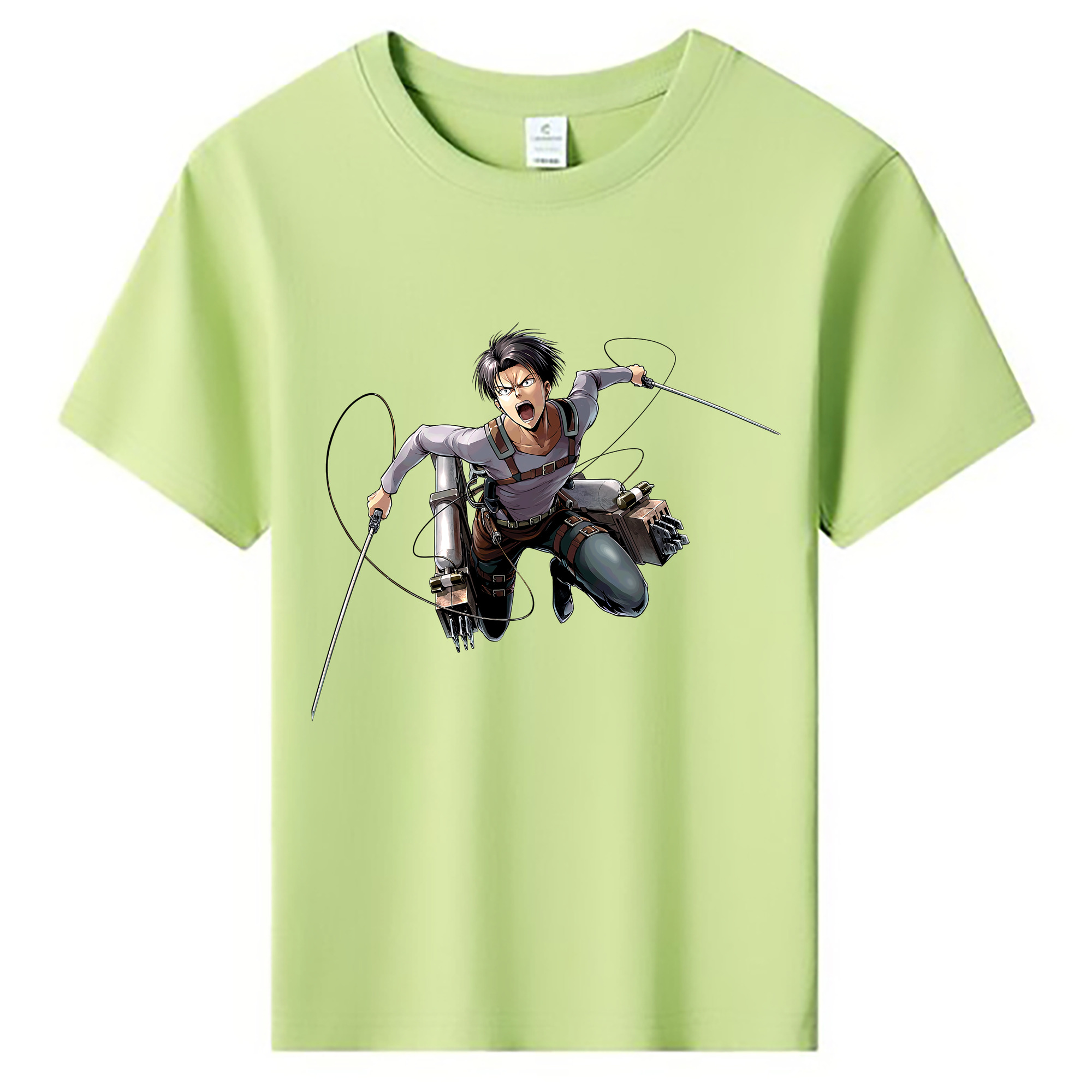 （画像用） 進撃の巨人 リヴァイ·アッカーマン Attack on Titan Levi Ackerman 綿100％キッズTシャツ（フロントプリント）